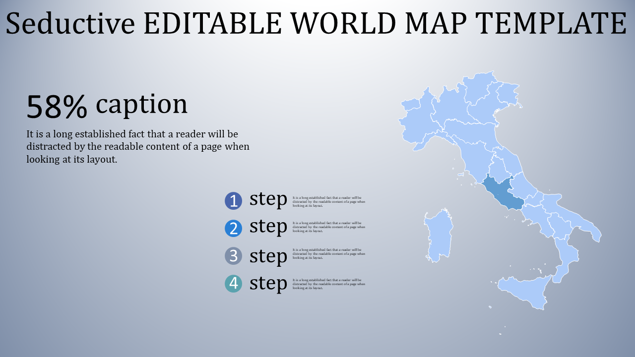 editable world map template - blue shaded